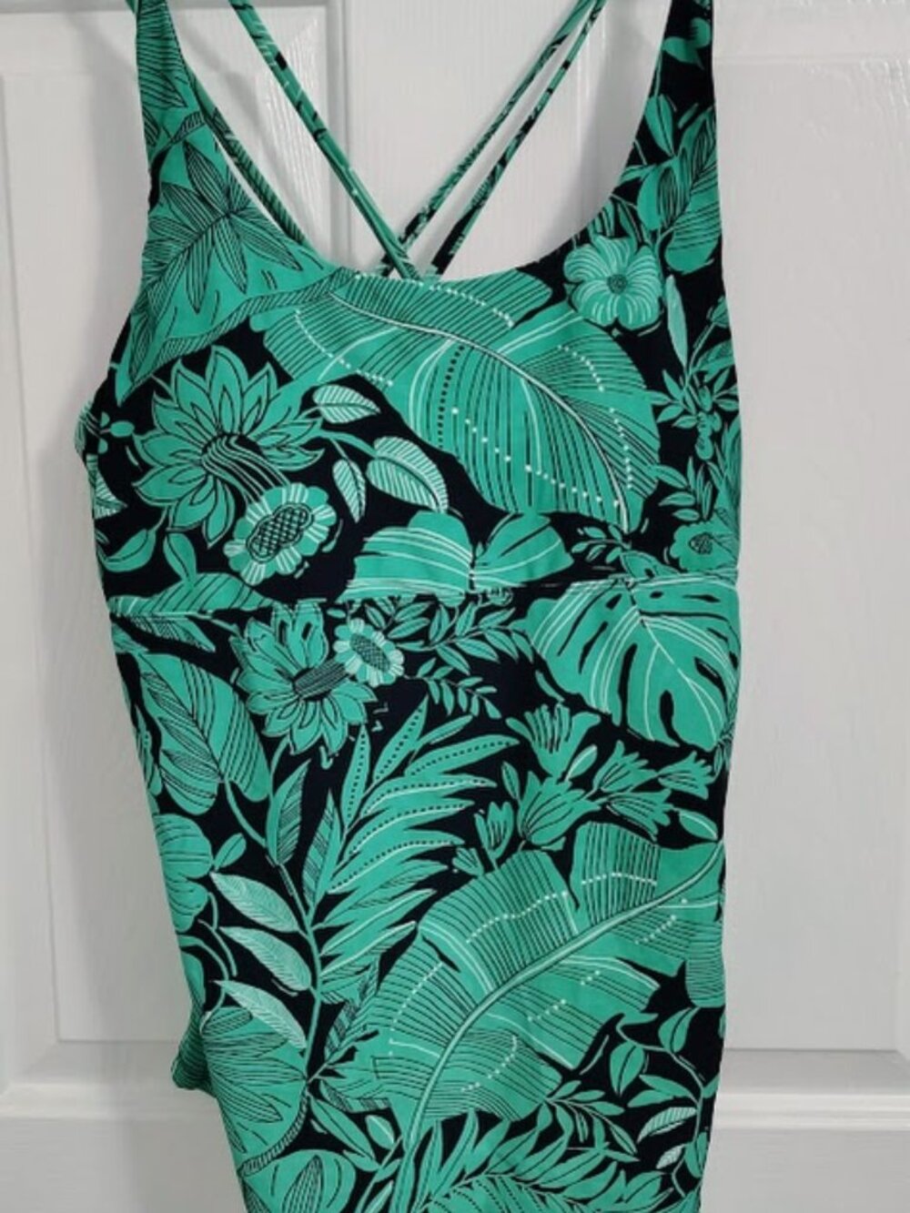 Hapari Alo Luxe Tankini Top XL Green Tropical Swim Top NWT